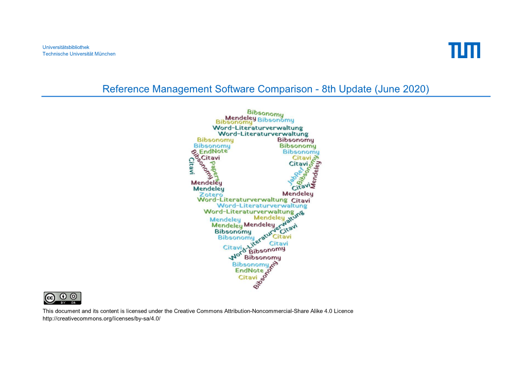 Reference Management Software Comparison - 8Th Update (June 2020)