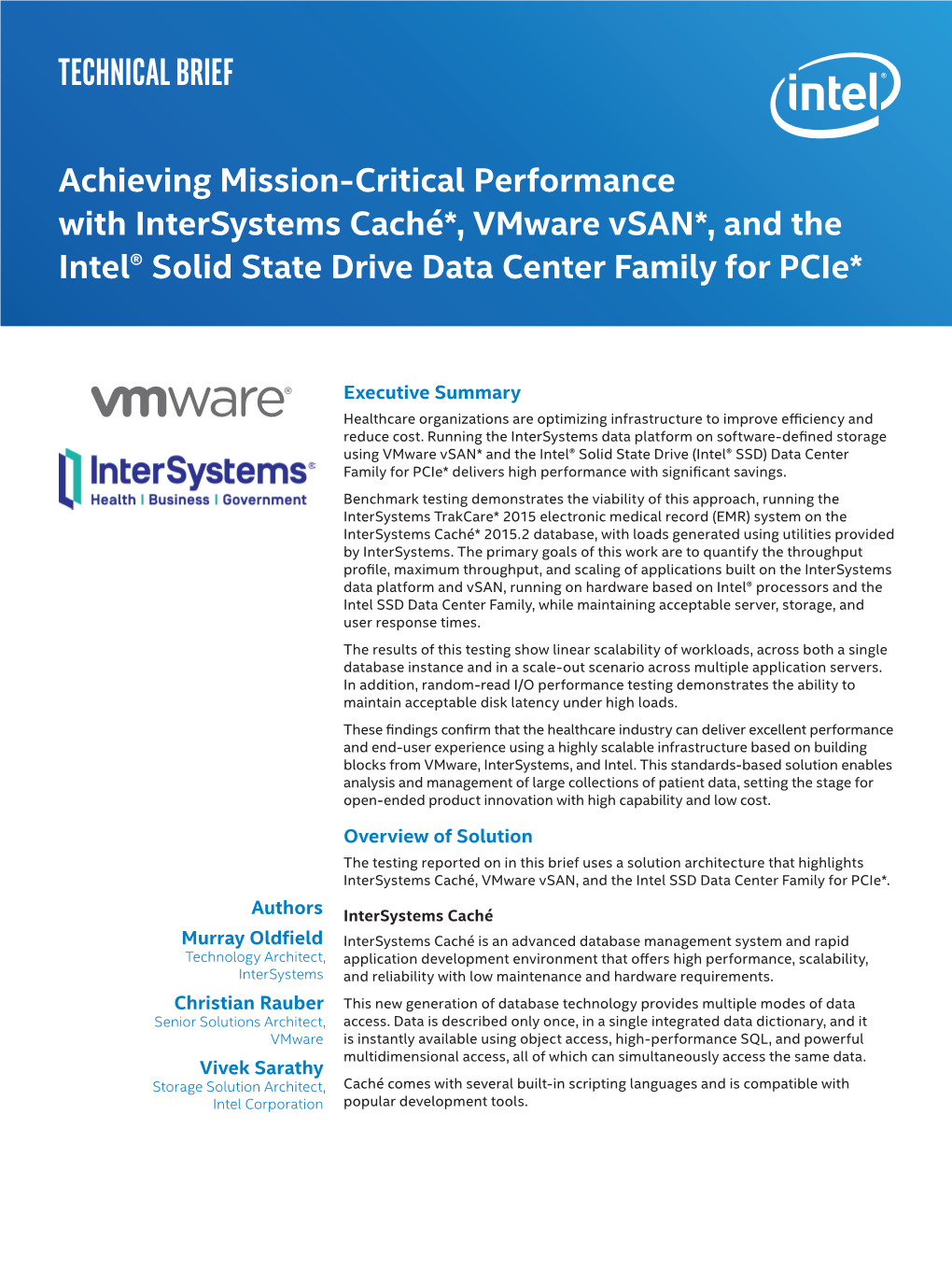 Mission-Critical Performance with Intel, Intersystems, and Vmware