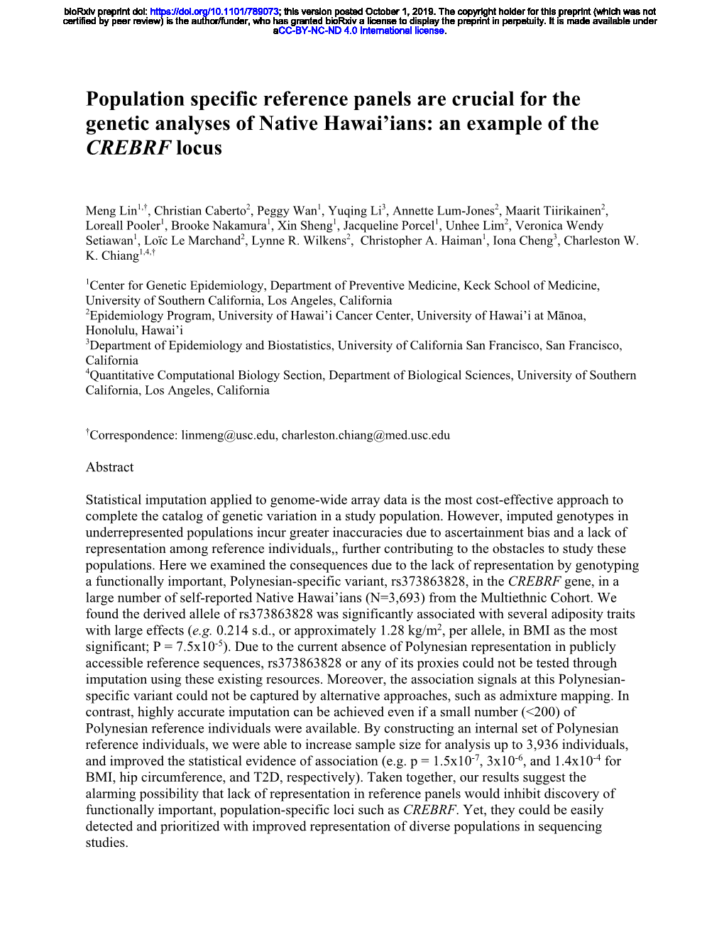 An Example of the CREBRF Locus