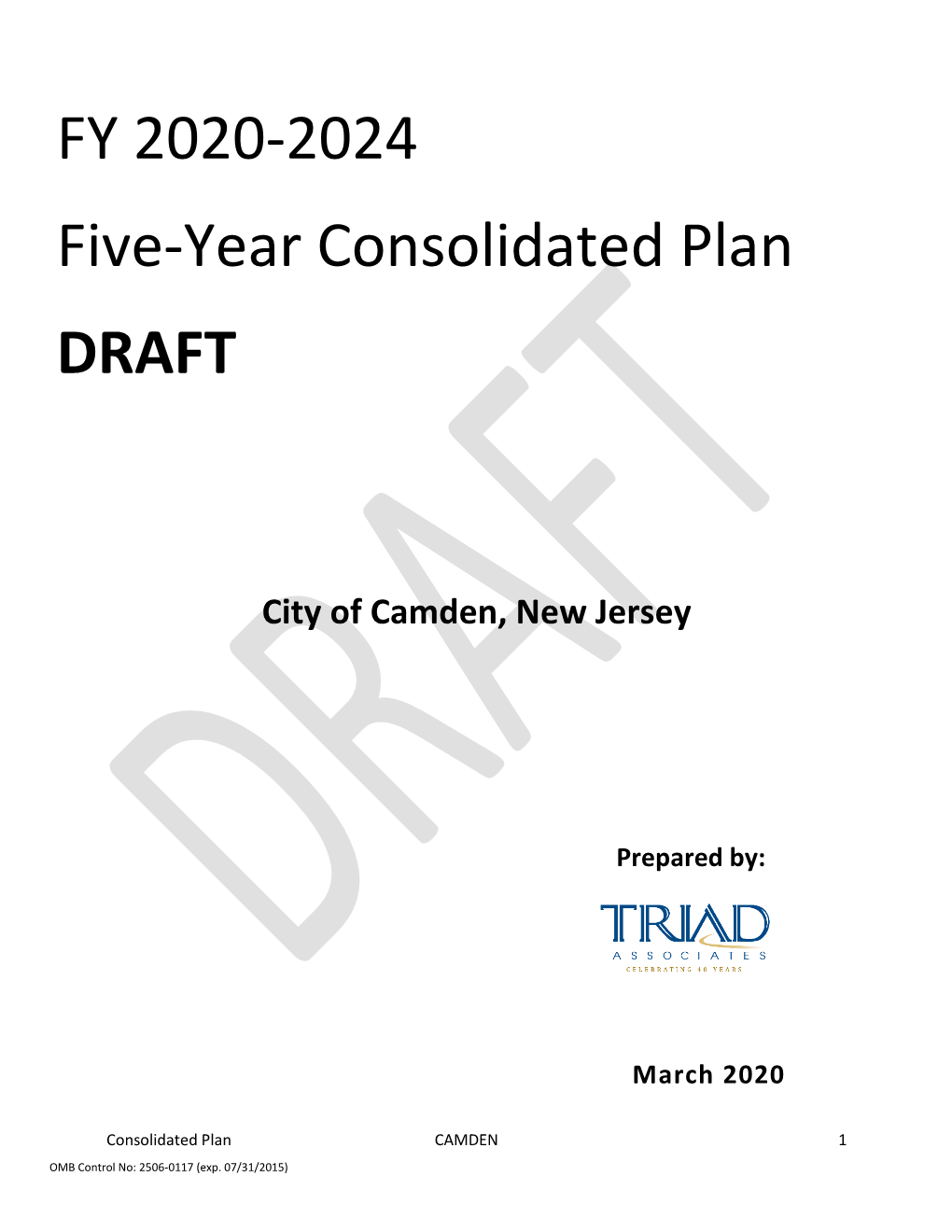 FY 2020-2024 Five-Year Consolidated Plan DRAFT
