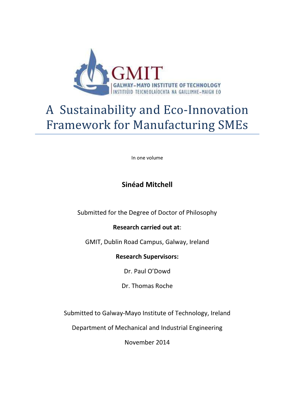 A Sustainability and Eco-Innovation Framework for Manufacturing Smes