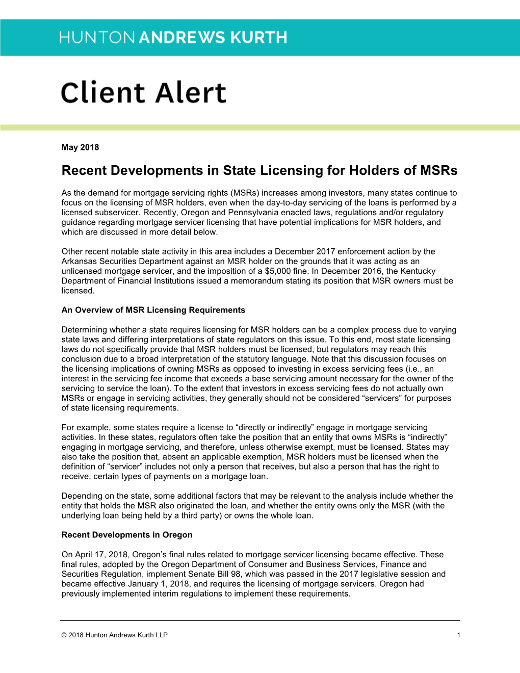 Recent Developments in State Licensing for Holders of Msrs