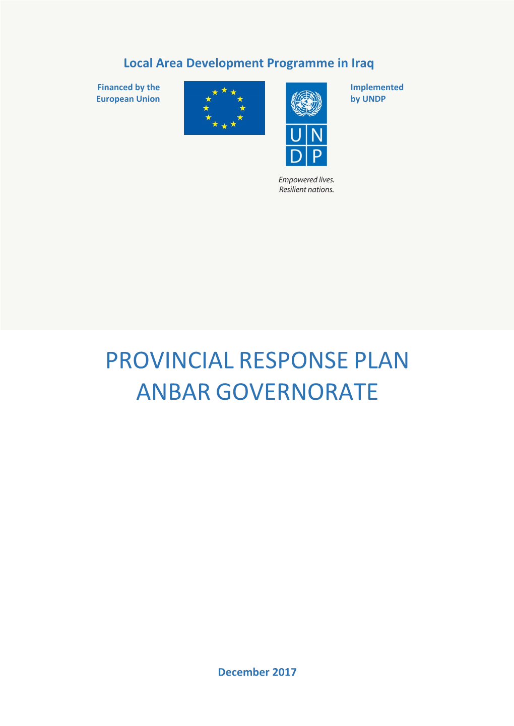 Provincial Response Plan Anbar Governorate