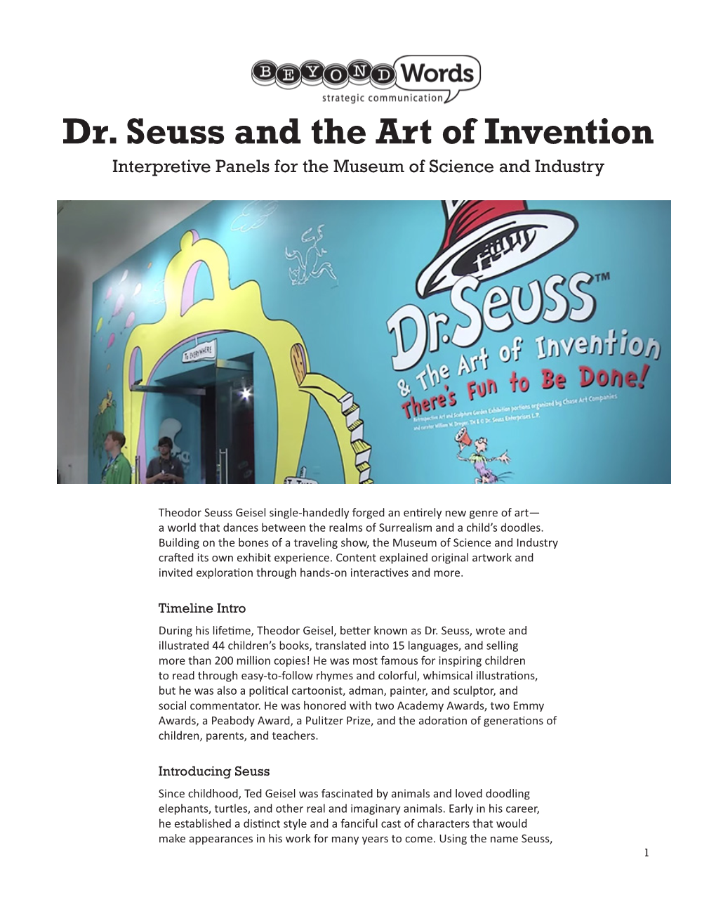 Dr. Seuss and the Art of Invention Interpretive Panels for the Museum of Science and Industry