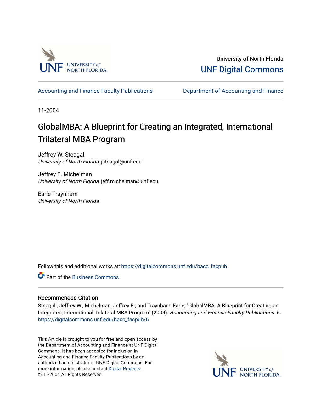A Blueprint for Creating an Integrated, International Trilateral MBA Program