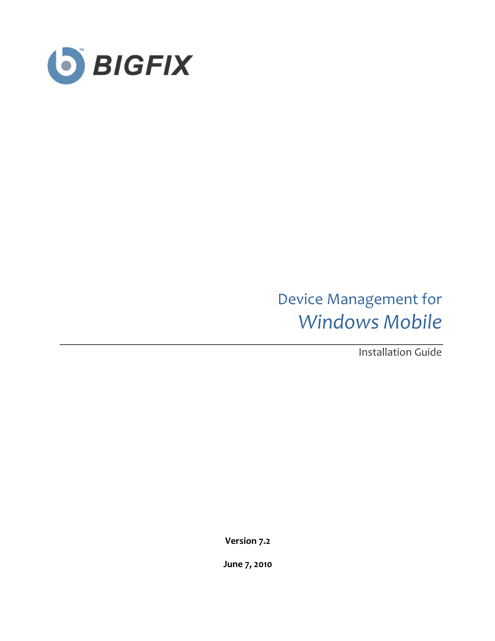 Bigfix Windows Mobile Quick Start Guide