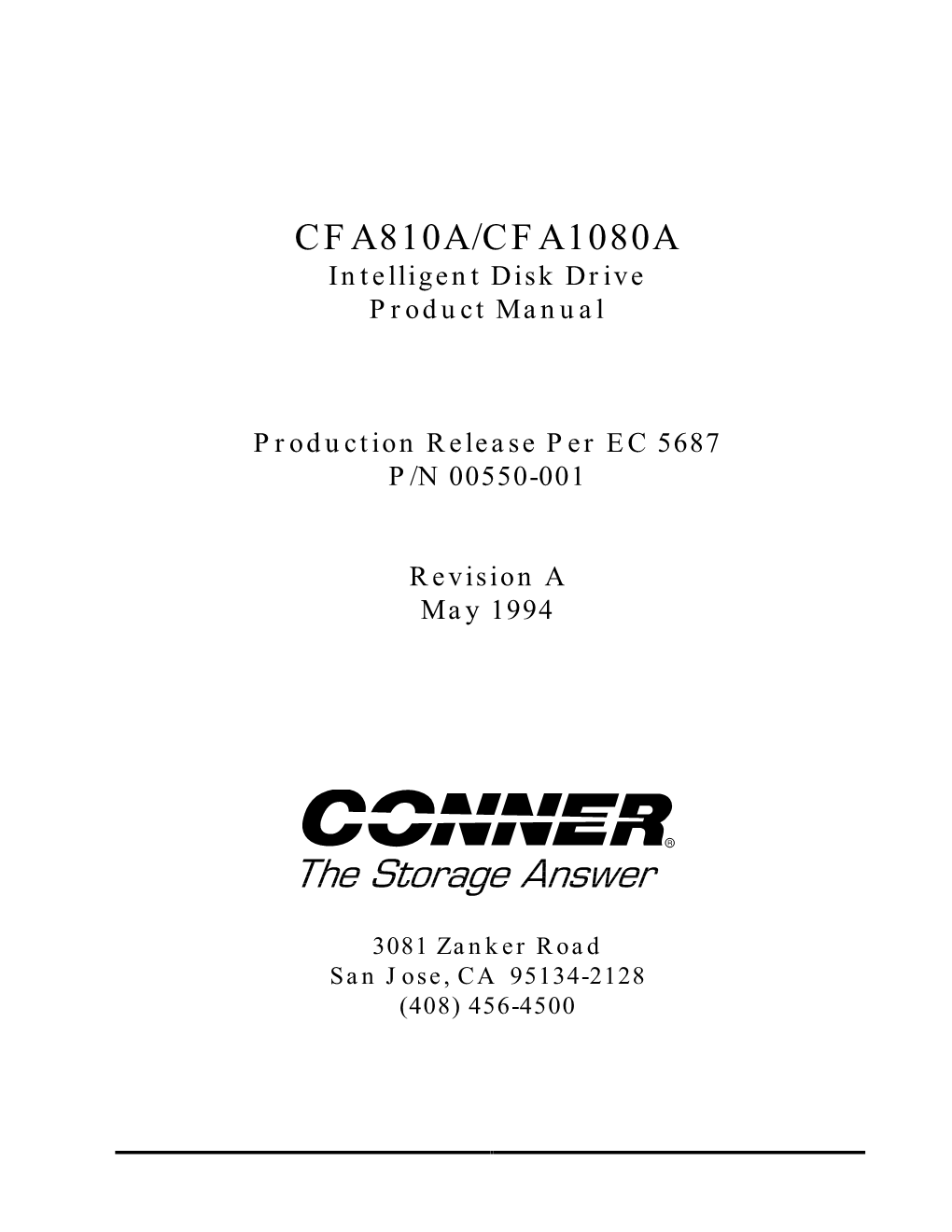 CFA810A/CFA1080A Intelligent Disk Drive Product Manual