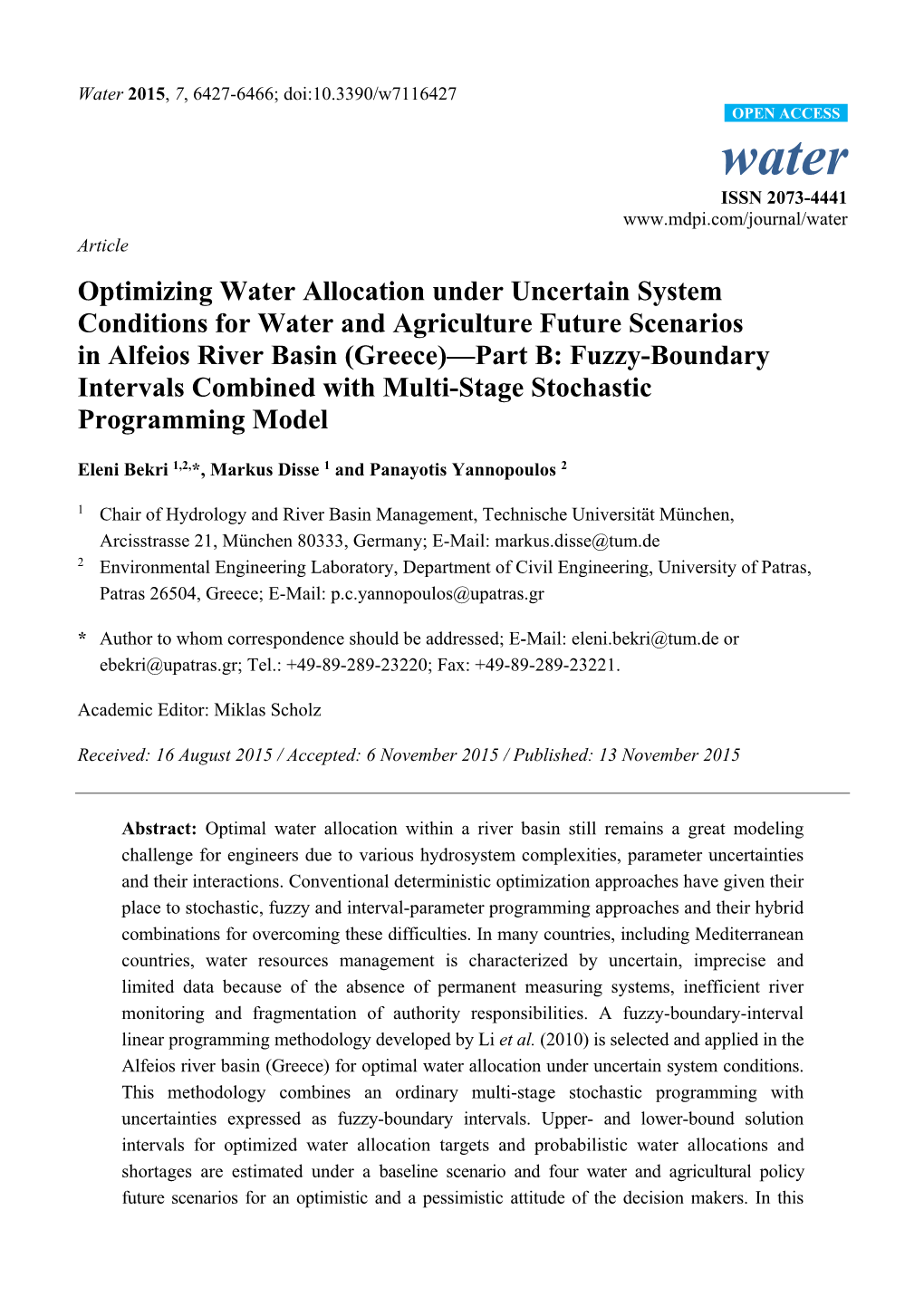 Optimizing Water Allocation Under Uncertain System Conditions For