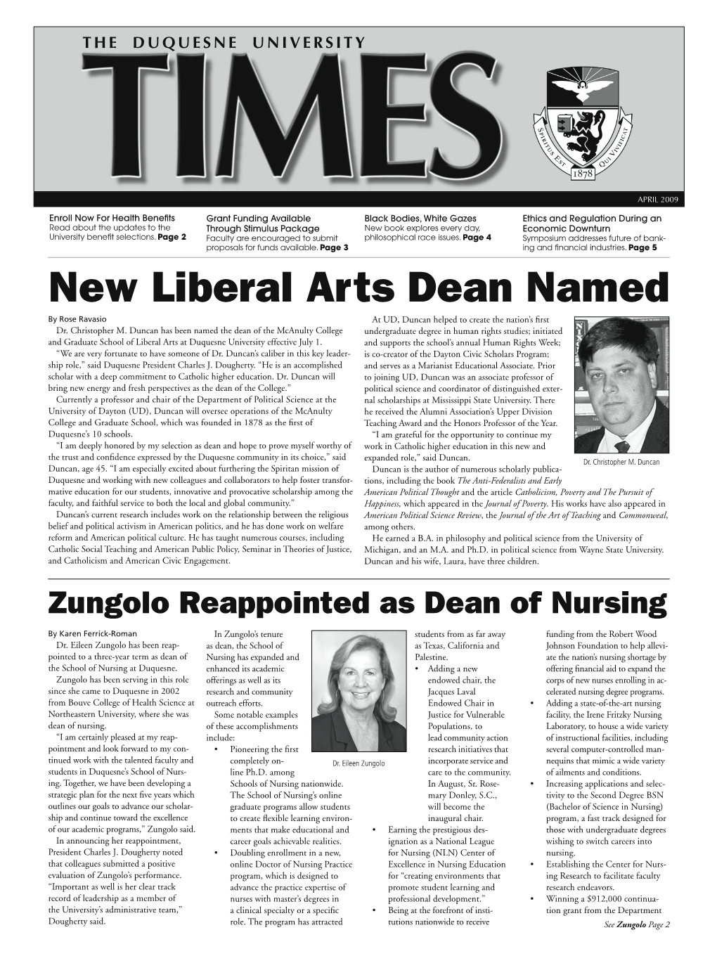 New Liberal Arts Dean Named by Rose Ravasio at UD, Duncan Helped to Create the Nation’S First Dr