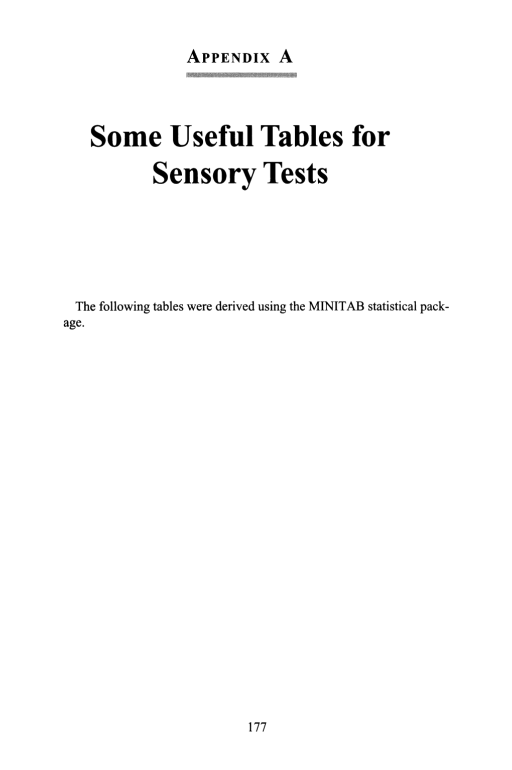 Some Useful Tables for Sensory Tests