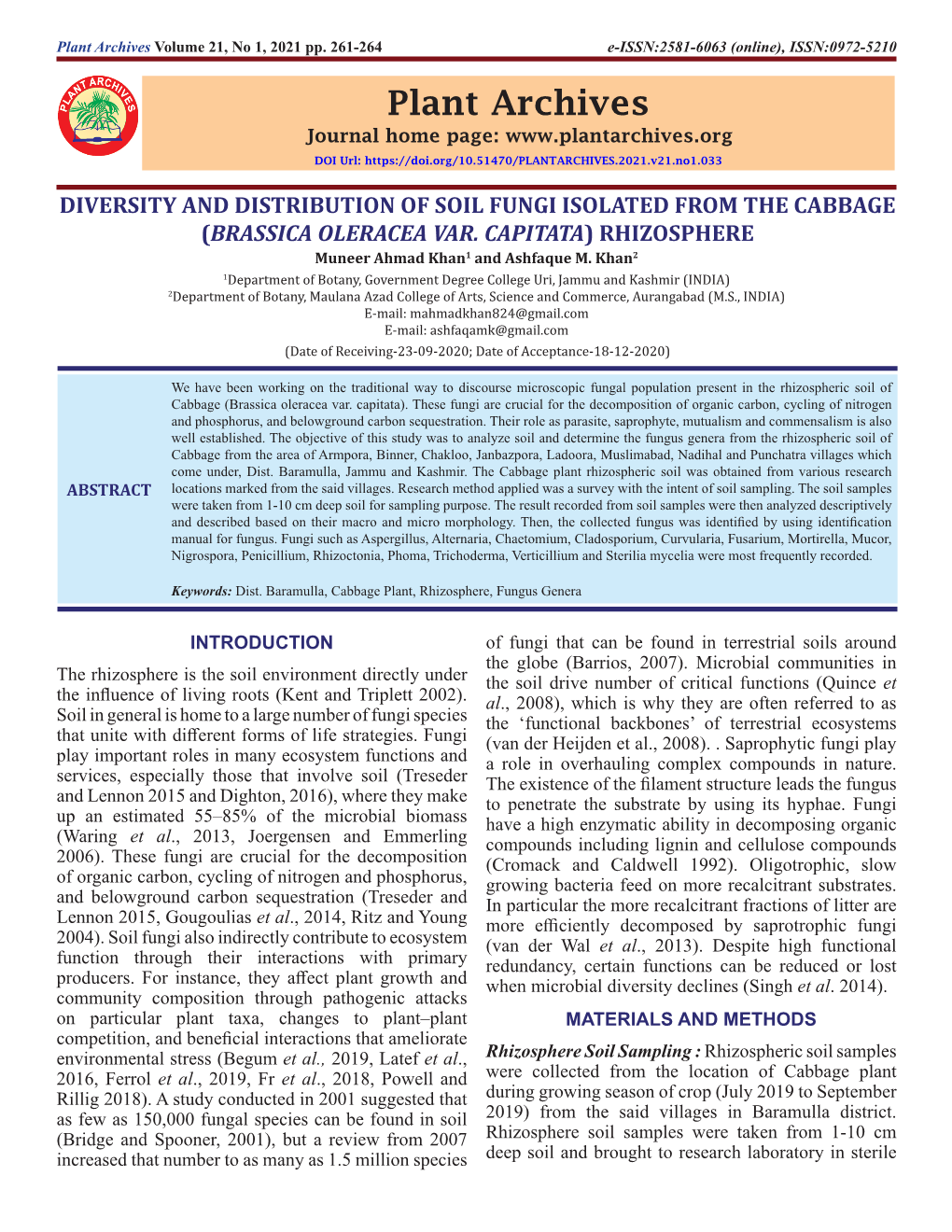 RHIZOSPHERE Muneer Ahmad Khan1 and Ashfaque M