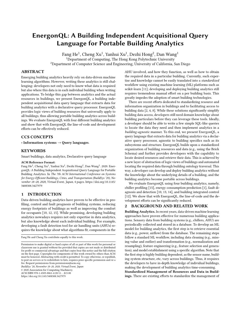 A Building Independent Acquisitional Query Language for Portable Building Analytics