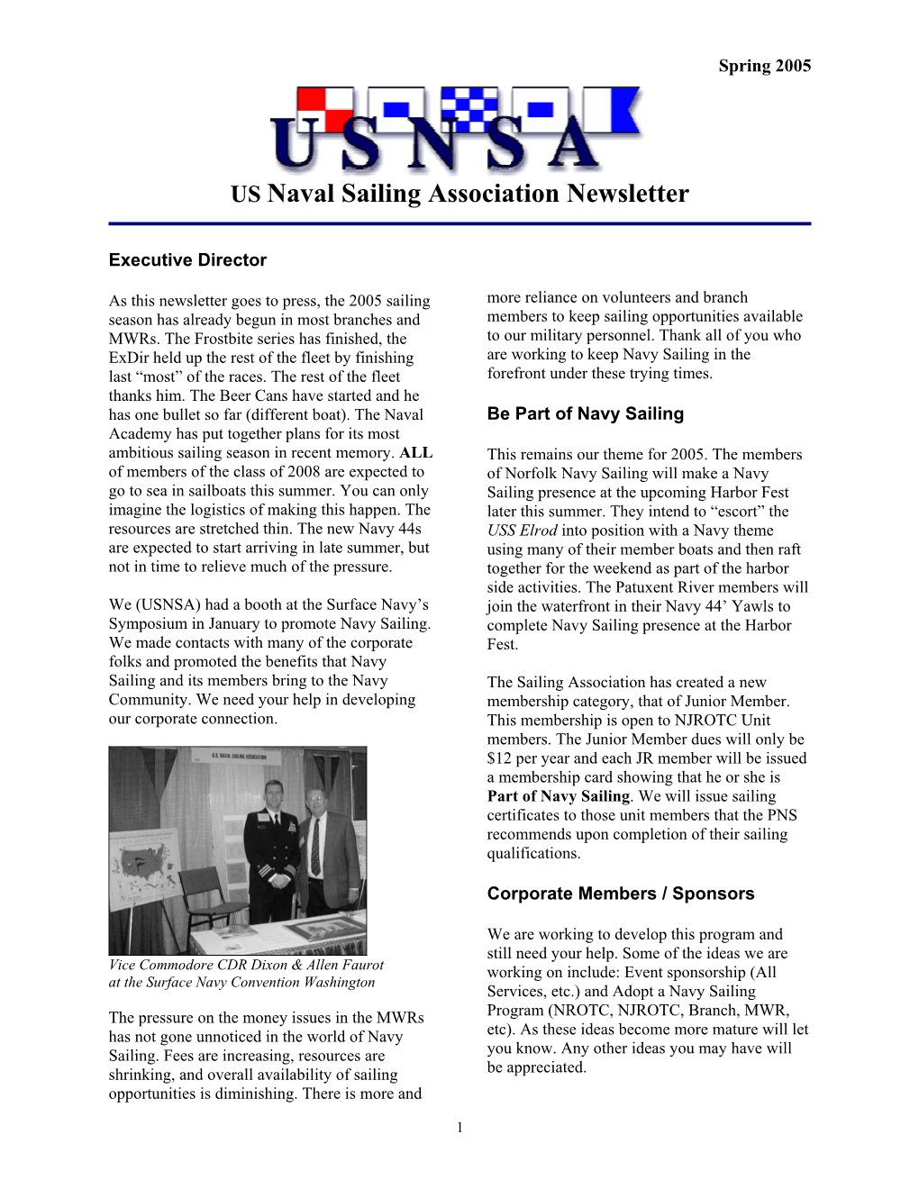 US Naval Sailing Association Newsletter