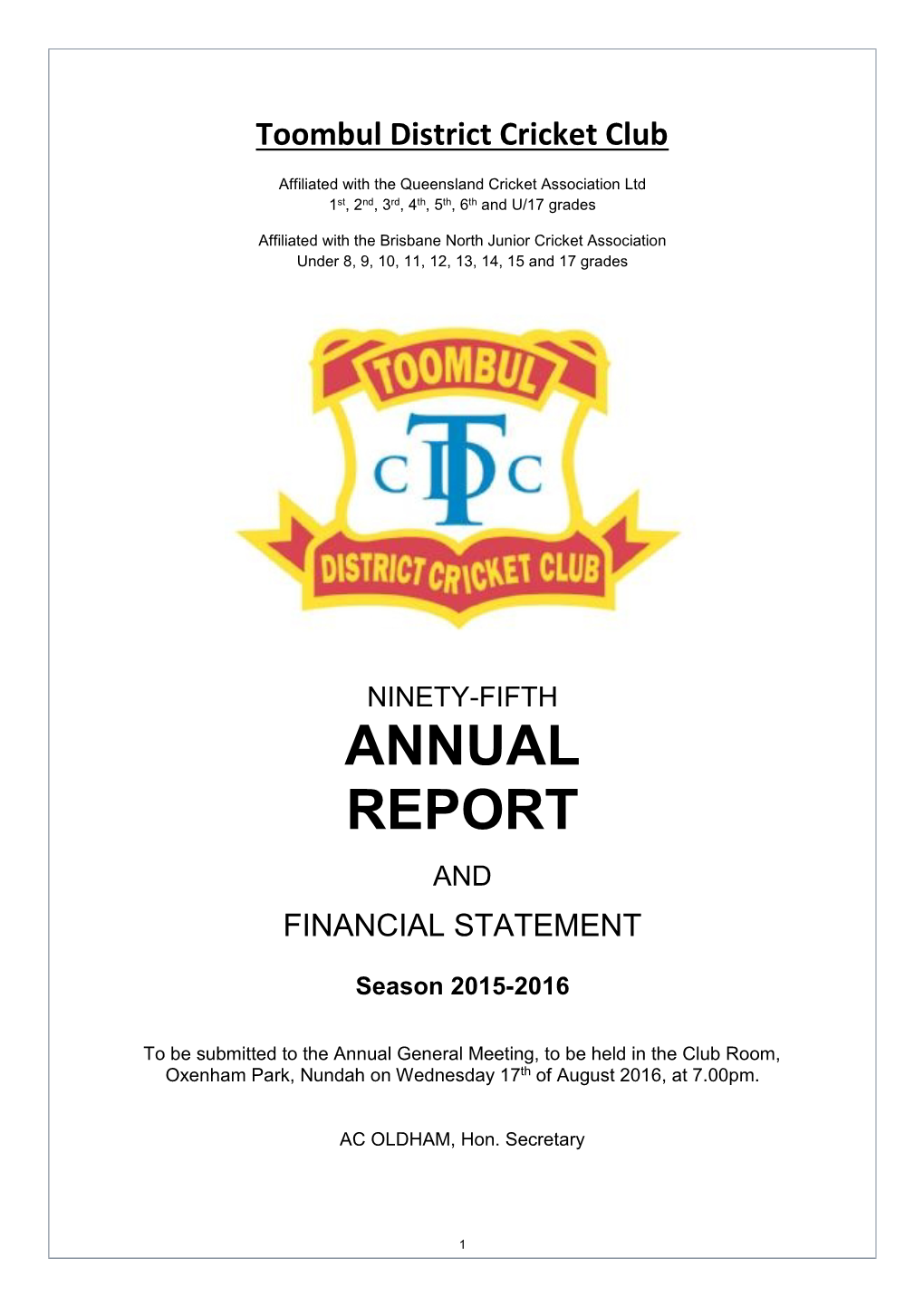 Annual Report and Financial Statement