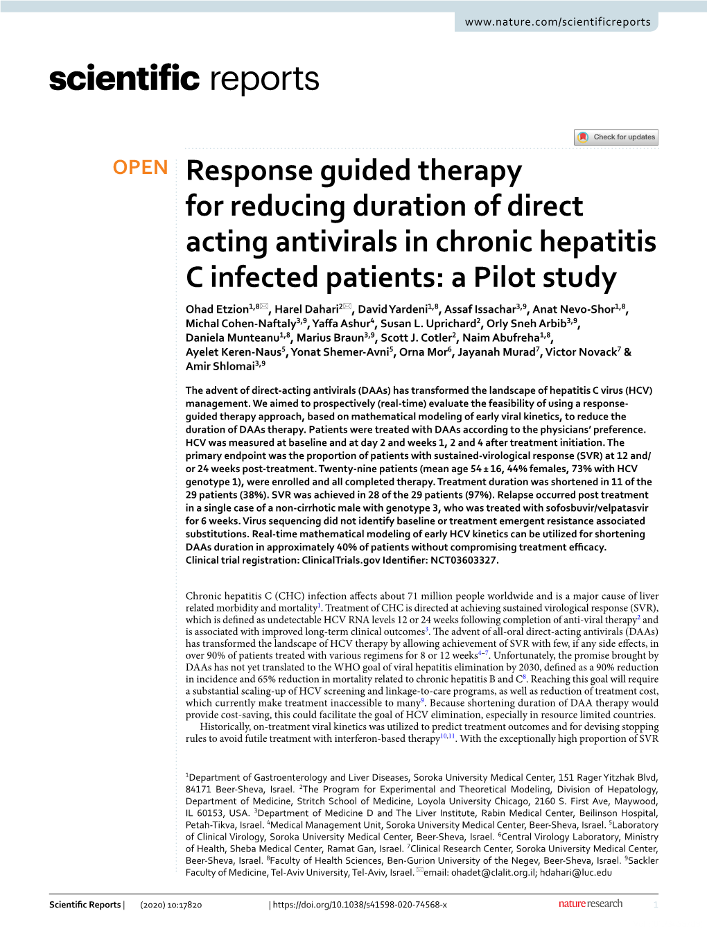 Response Guided Therapy for Reducing Duration of Direct Acting Antivirals