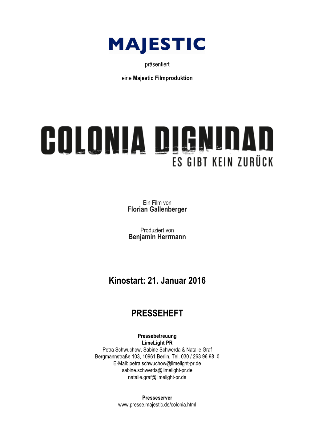 Colonia Dignidad Presseheft 2015-10-12