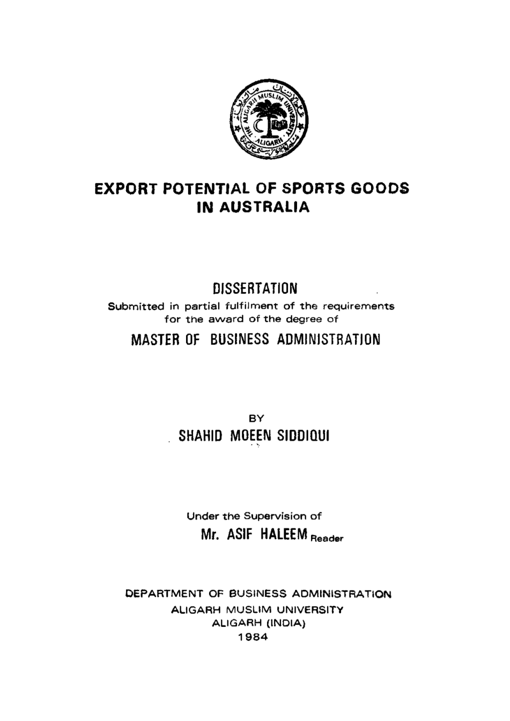 Export Poteimtial of Sports Goods in Australia