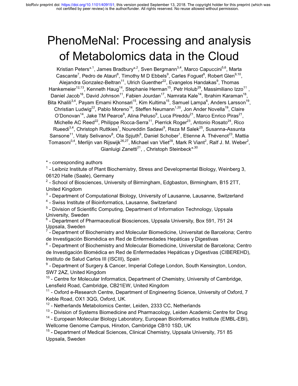 Processing and Analysis of Metabolomics Data in The