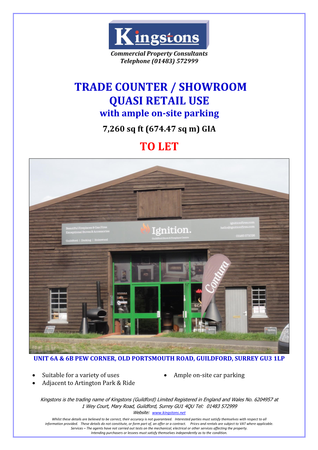 TRADE COUNTER / SHOWROOM QUASI RETAIL USE with Ample On-Site Parking