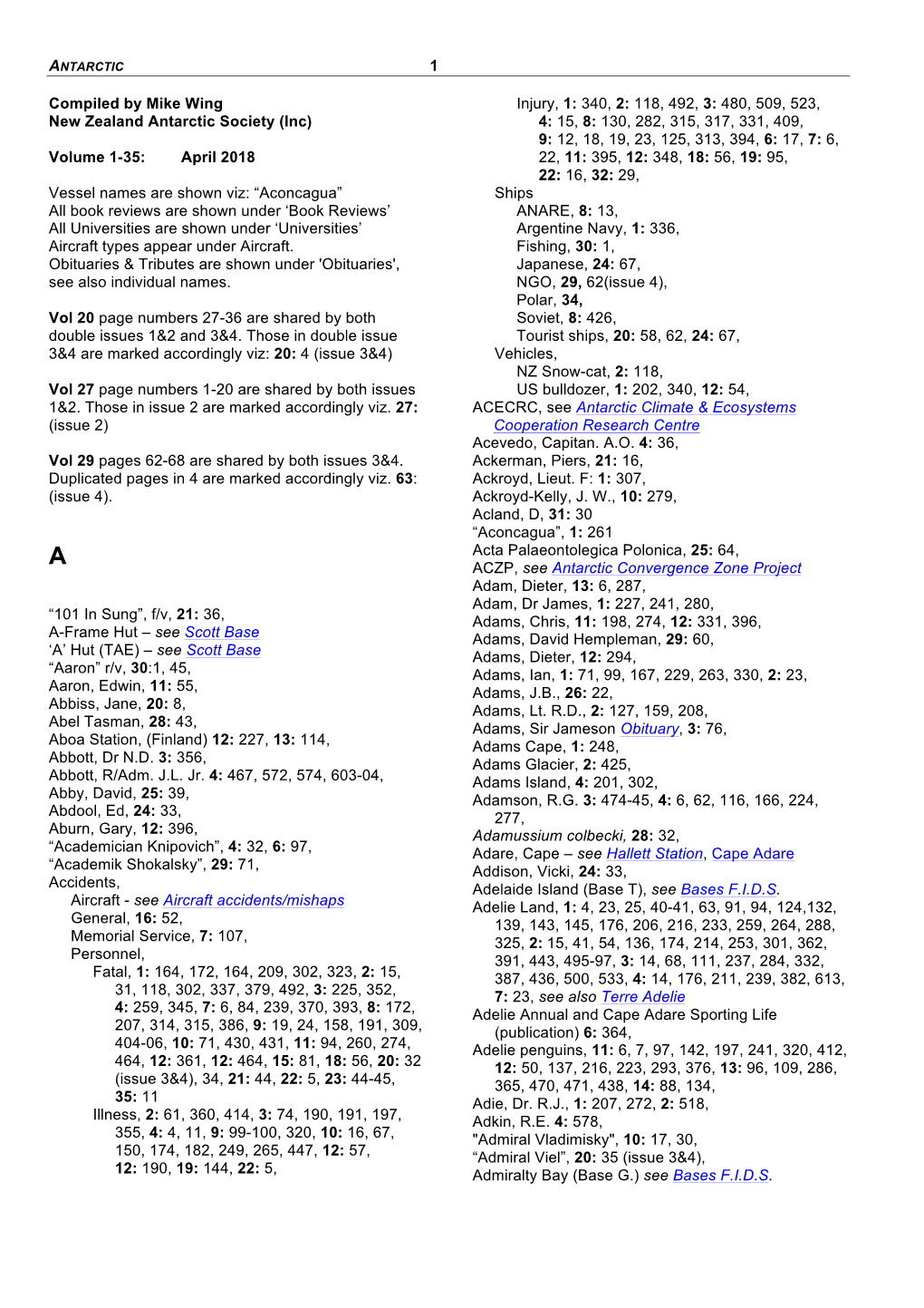 1 Compiled by Mike Wing New Zealand Antarctic Society (Inc