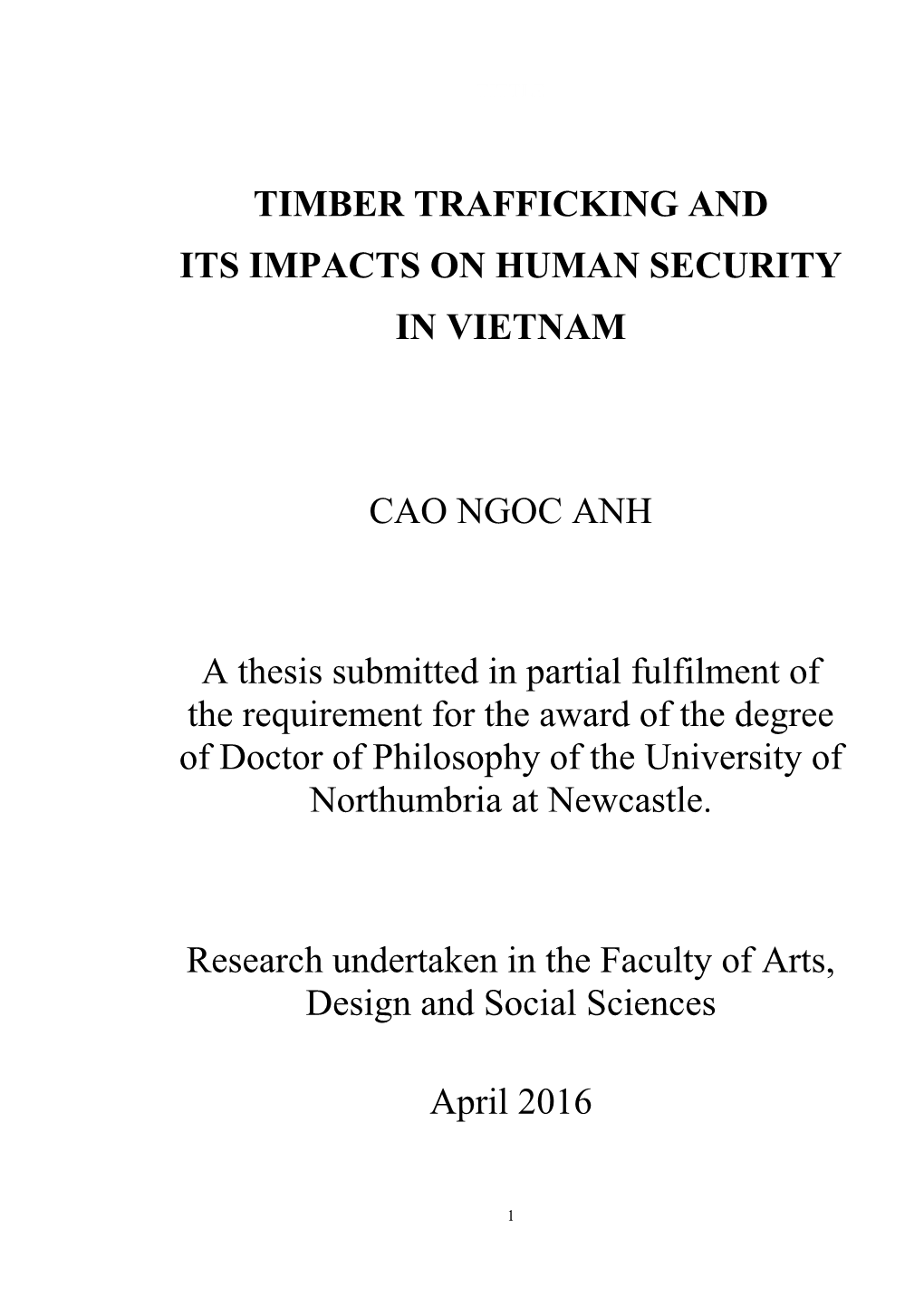 Timber Trafficking and Its Impacts on Human Security in Vietnam