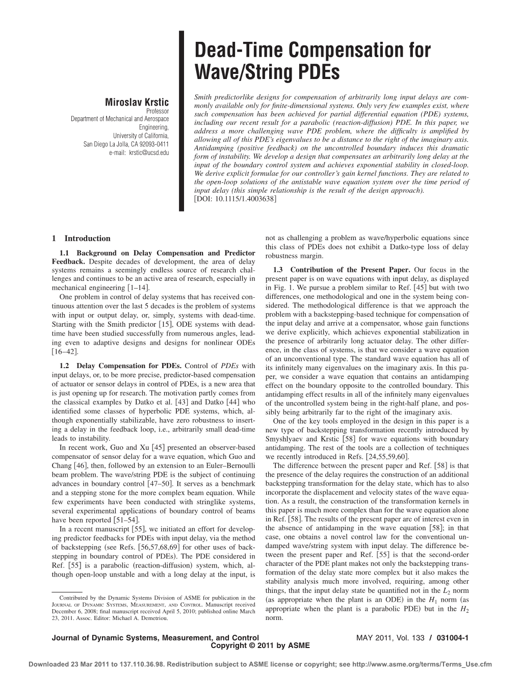 Dead-Time Compensation for Wave/String Pdes