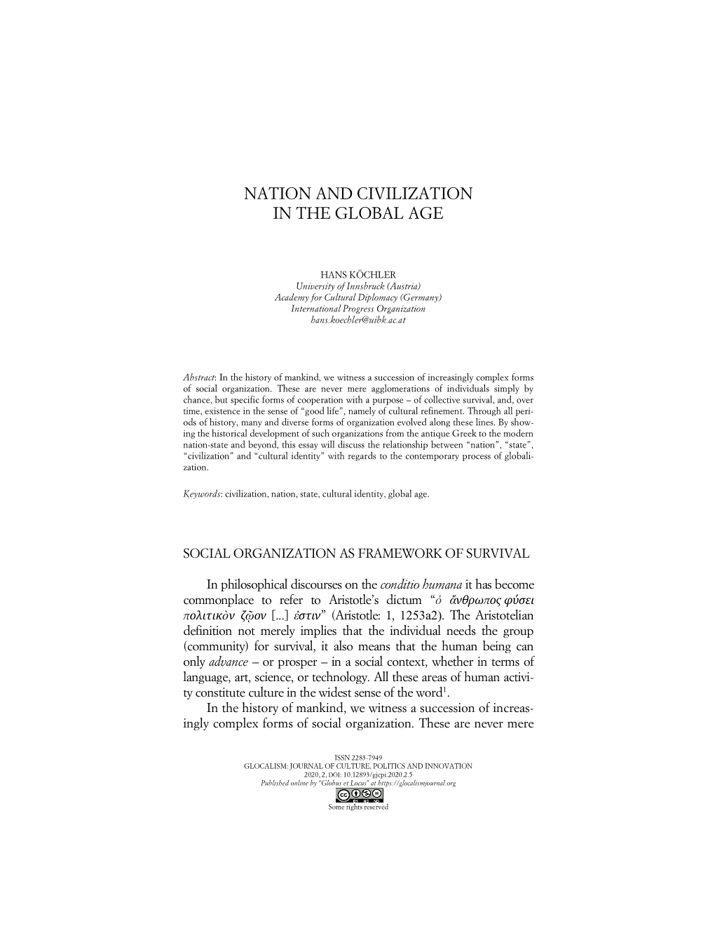 Nation and Civilization in the Global Age