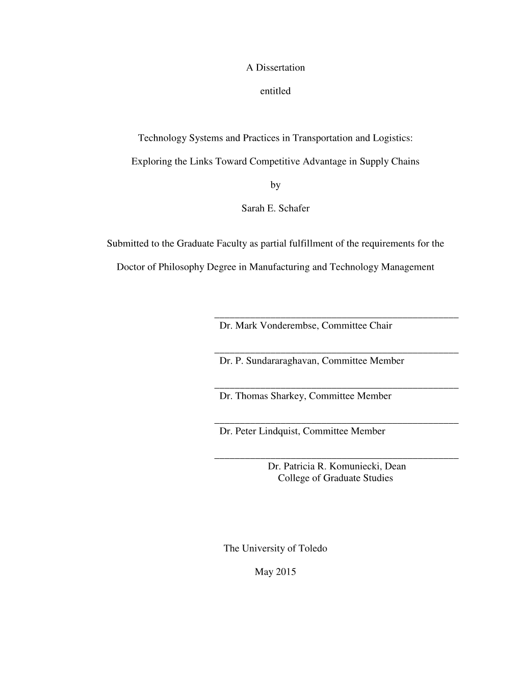 A Dissertation Entitled Technology Systems and Practices In