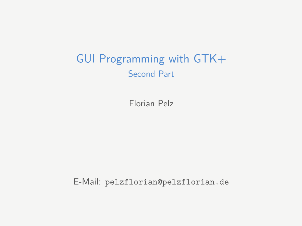 GUI Programming with GTK+ Second Part