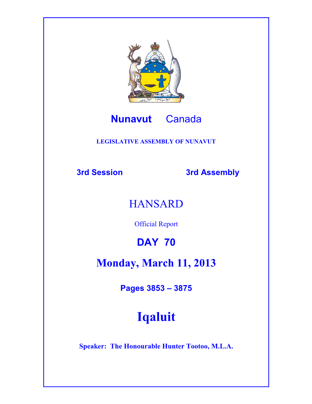 Nunavut Hansard 3853