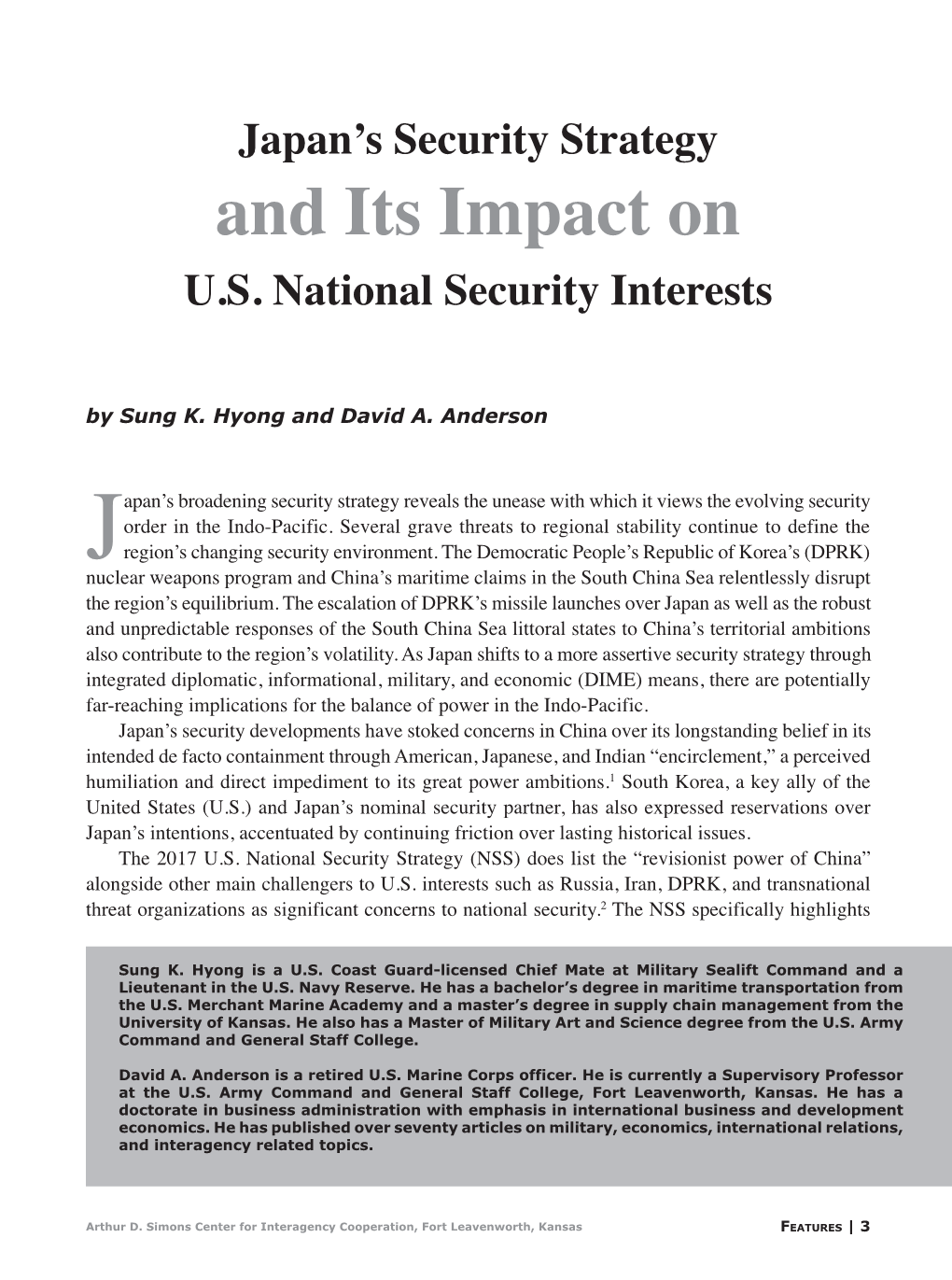 Japan's Security Strategy and Its Impact on U.S. National Security