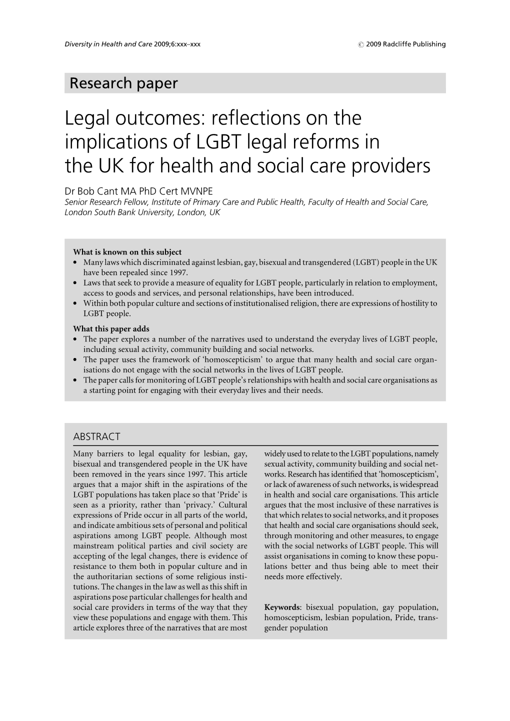 Legal Outcomes: Reflections on the Implications of LGBT Legal Reforms