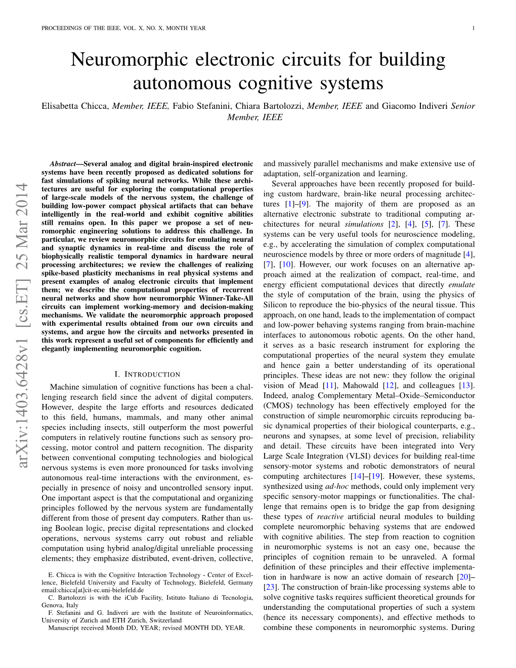 Neuromorphic Electronic Circuits for Building Autonomous