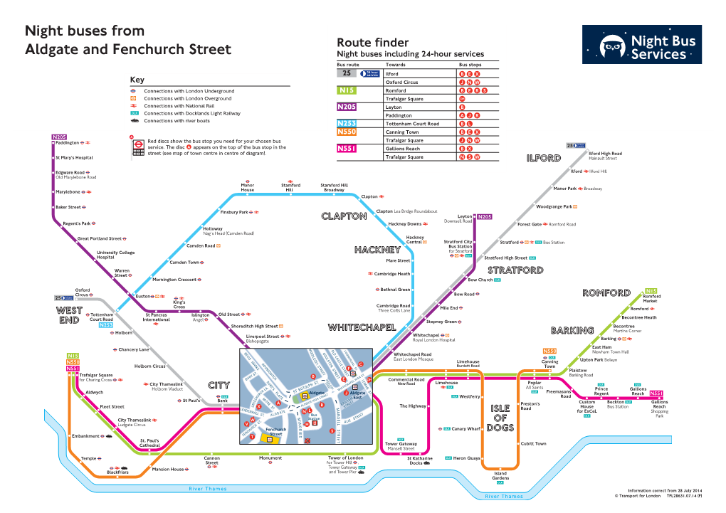 Night Buses from Aldgate and Fenchurch Street