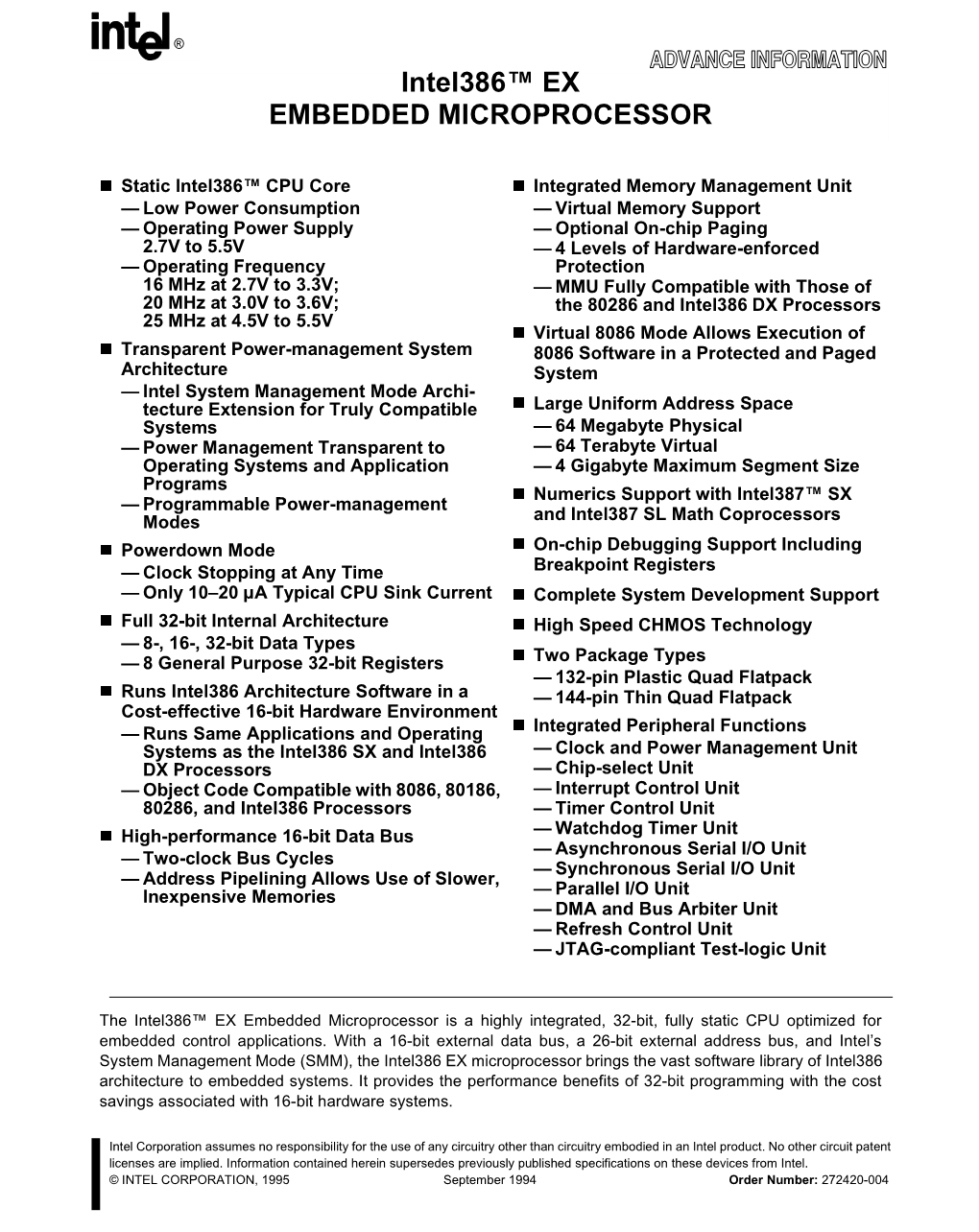 Intel386™ EX EMBEDDED MICROPROCESSOR