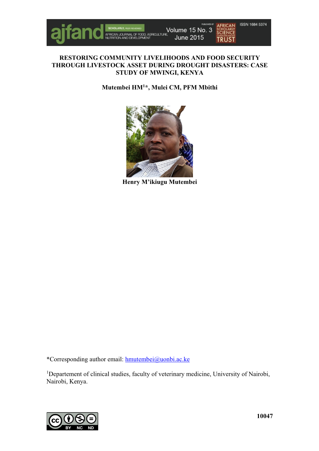 Case Study of Mwingi, Kenya