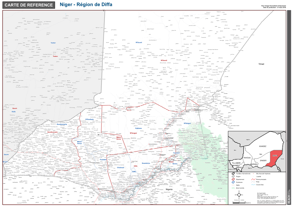 Région De Diffa " Pour Usage Humanitaire Uniquement CARTE DE REFERENCE Date De Production : 21 Mars 2018