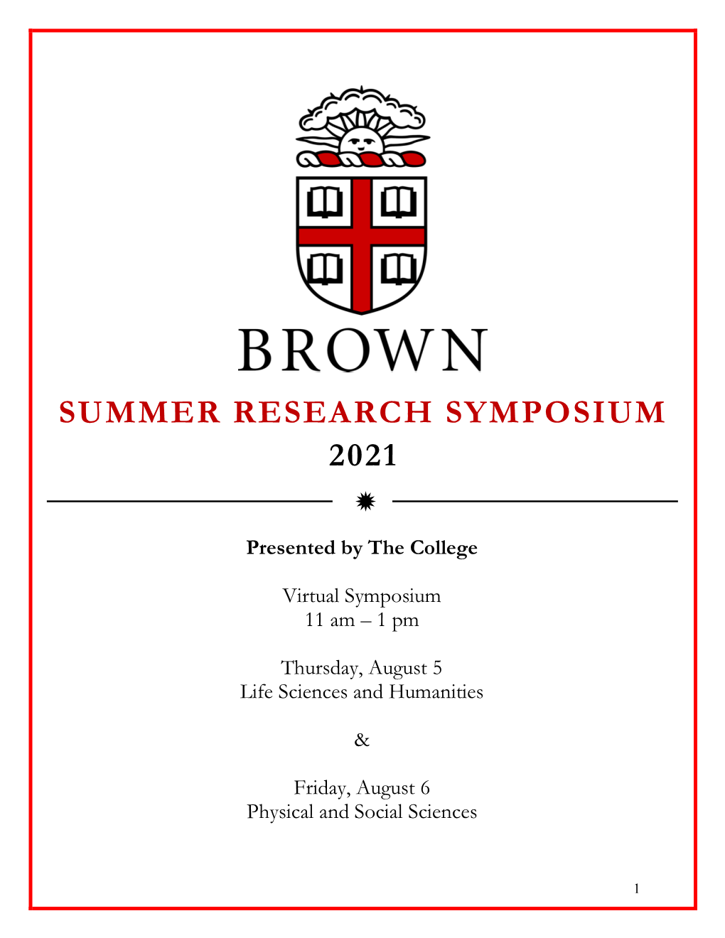 Summer Research Symposium 2021 