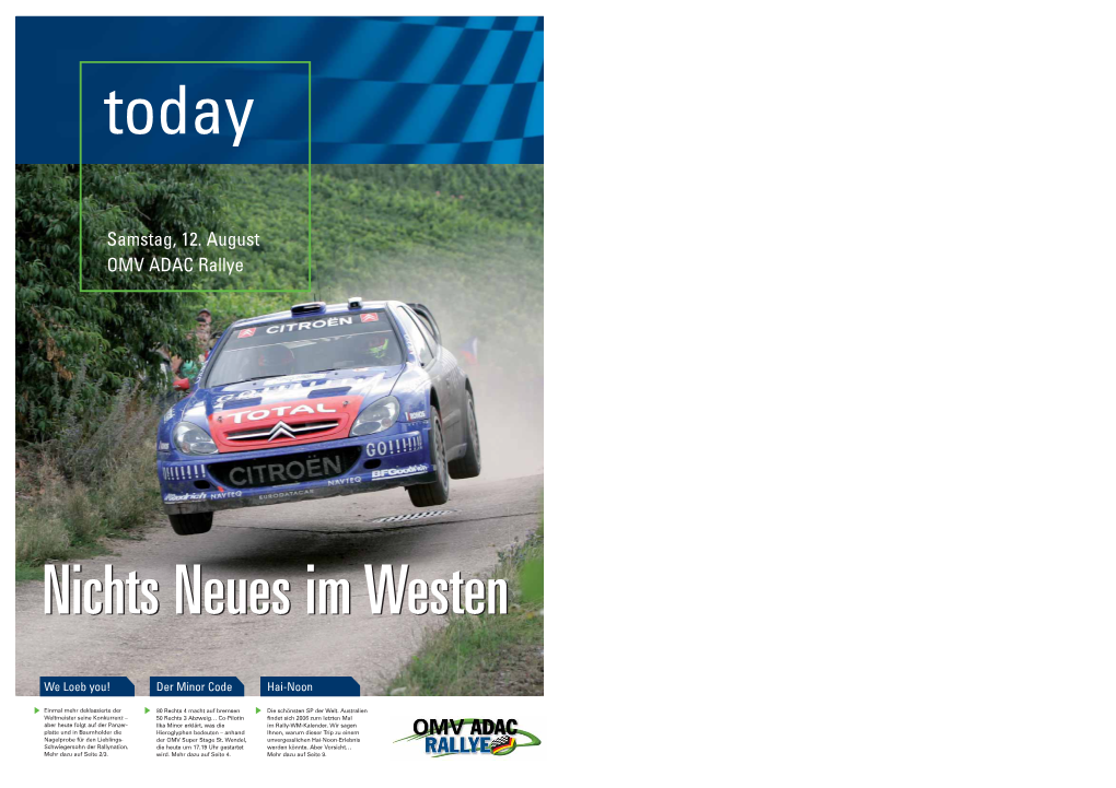 Samstag, 12. August OMV ADAC Rallye