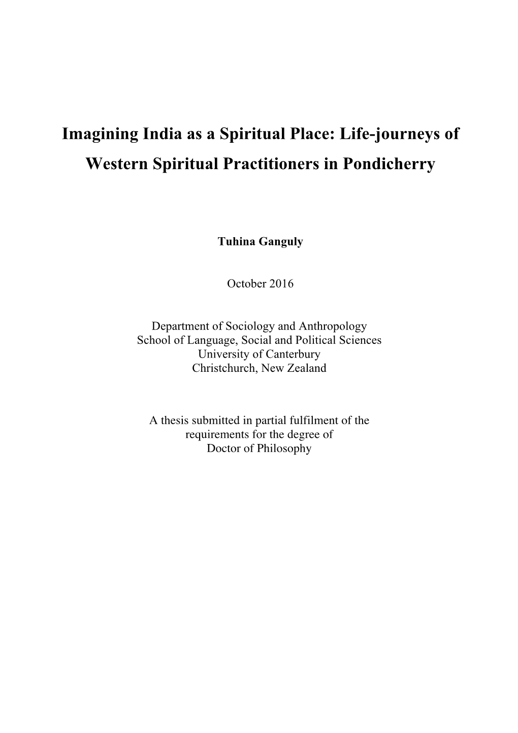 Life-Journeys of Western Spiritual Practitioners in Pondicherry