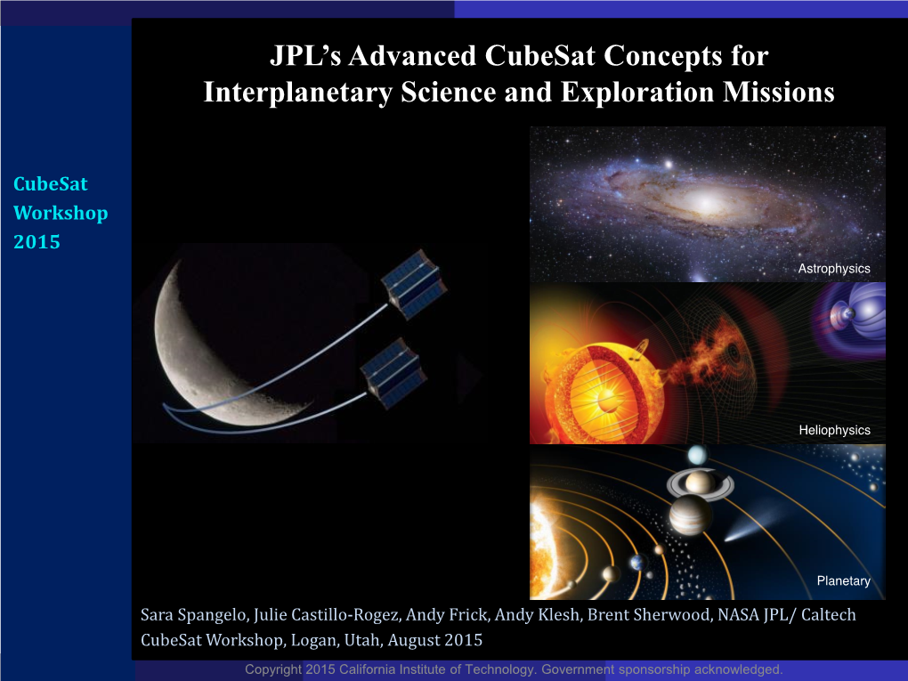 JPL's Advanced Cubesat Concepts for Deep Space Exploration