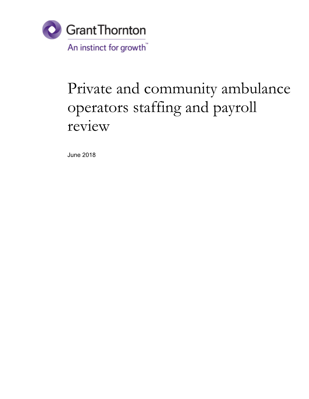 Private and Community Ambulance Operators Staffing and Payroll Review