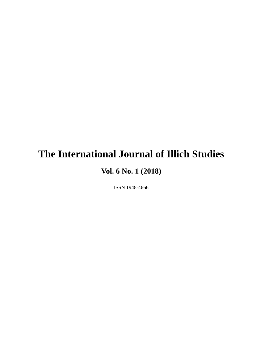 The International Journal of Illich Studies