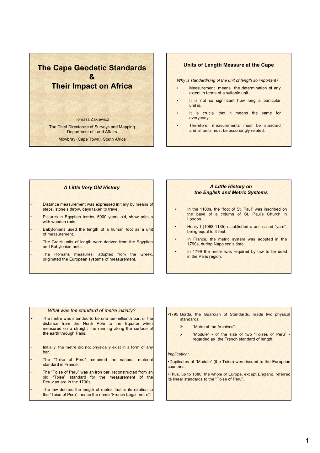 The Cape Geodetic Standards & Their Impact on Africa