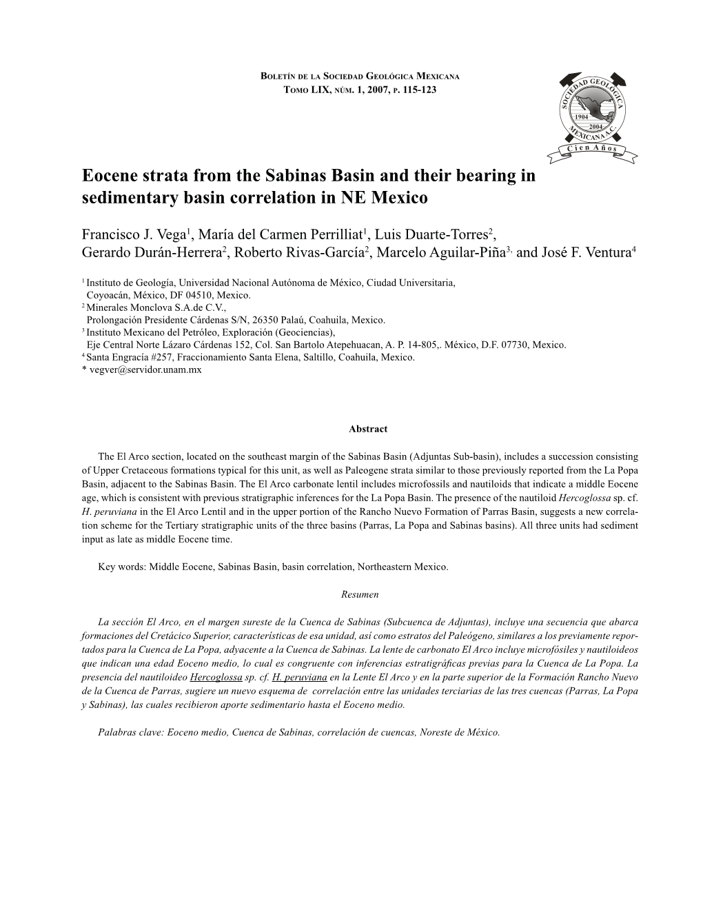 Eocene Strata from the Sabinas Basin and Their Bearing in Sedimentary Basin Correlation in NE Mexico