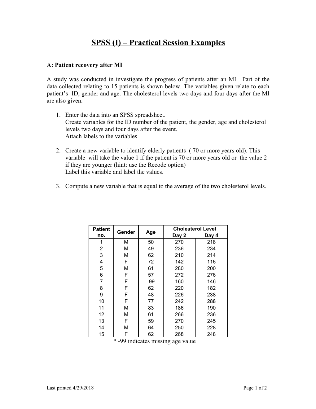 SPSS (I) Practical Session