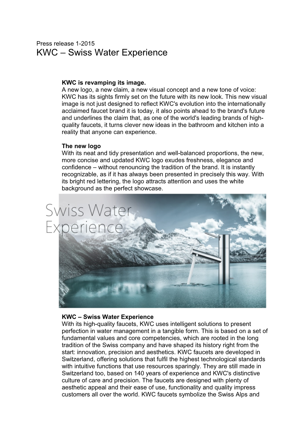 KWC Swiss Water Experience