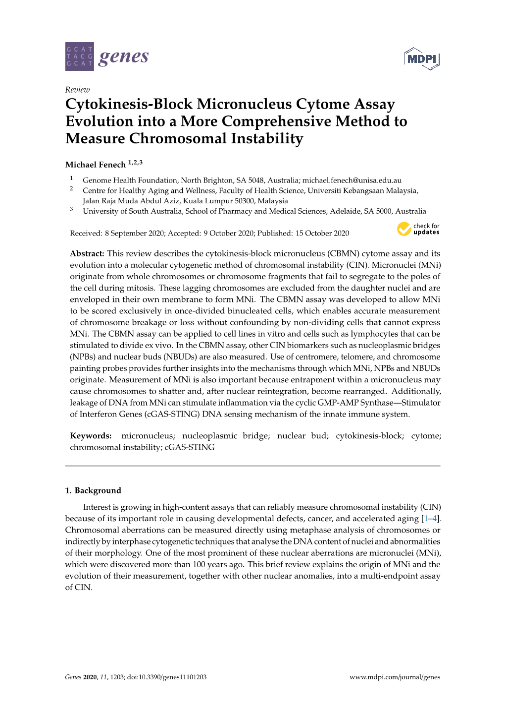 Cytokinesis-Block Micronucleus Cytome Assay Evolution Into a More Comprehensive Method to Measure Chromosomal Instability