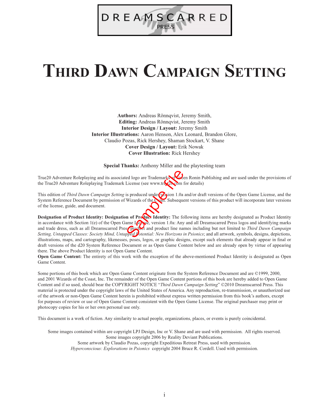 Third Dawn Campaign Setting