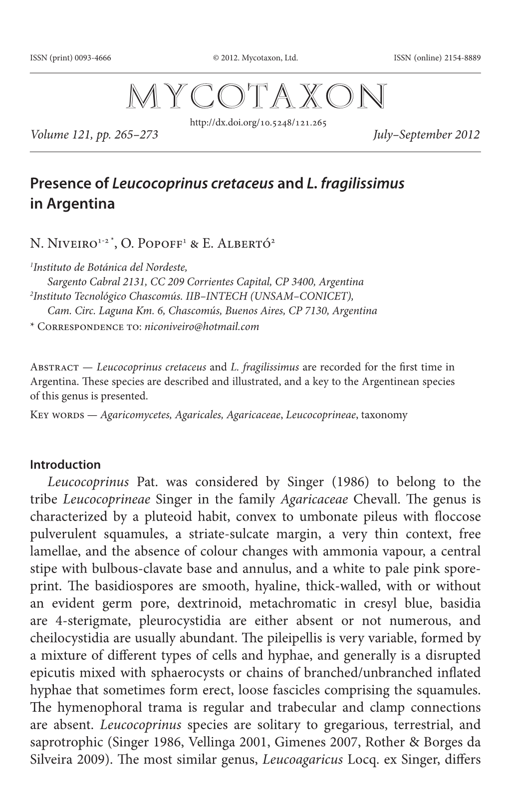 <I>Leucocoprinus Cretaceus</I>